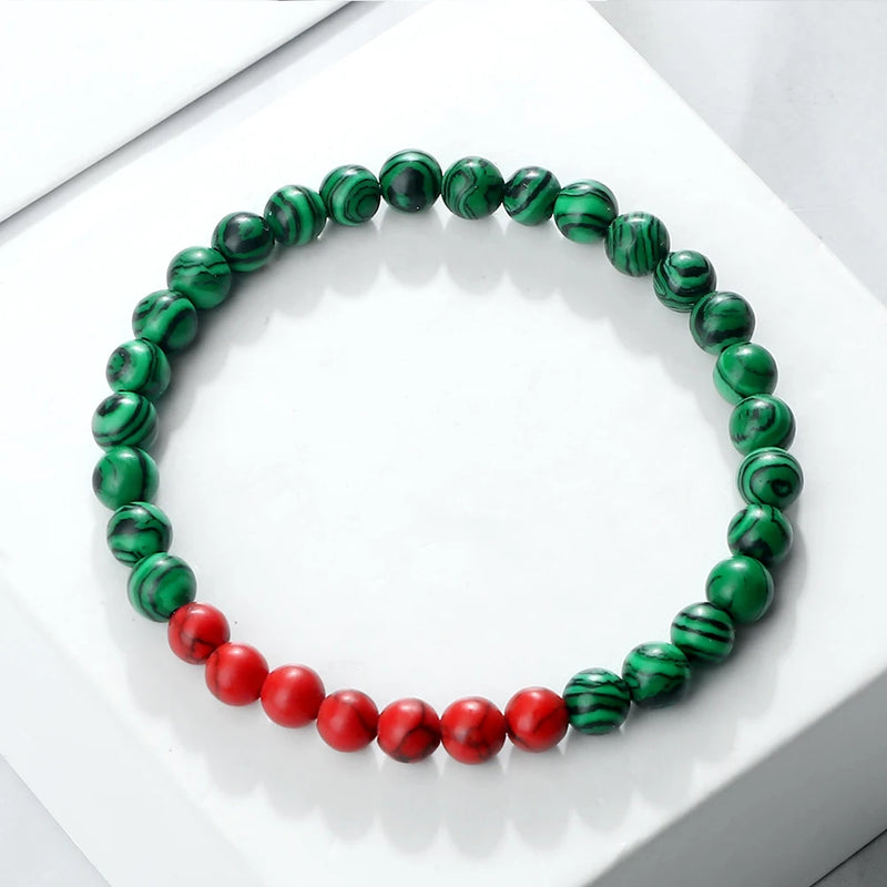 Countries Flag Color Beads Bracelet Natural Stone Palestine Arab Red Green Blue Malachite Bangles Patriot Jewelry Christmas Gift