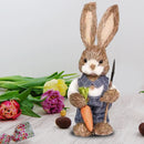 Cute Straw Rabbits Bunny Standing Decorations w/Carrots for Easter Party Home Garden Wedding Ornament Photo Props Crafts
