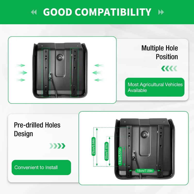 Universal Tractor Seat Durable thickly-padded Slidable Tractor Seat Adjustable Forklift Seat with Sliding Track Mechanical Seats