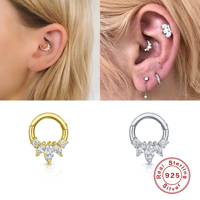 CANNER s925 Sterling Silver Stud Earrings For Woman Zircon Aretes Pendientes Cartilage Piercing Helix Tragus Earring Jewerly
