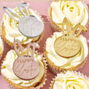10Pcs Happy Easter Bunny Egg Cake Toppers Acrylic Gold Silver Rabbit Shaped Cupcake Toppers for Easter Party Dessert Decorations
