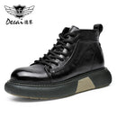 DESAI Mens Winter New Genuine Leather Boots Non-Slip Heels Fashion Men's Work Shoes Outdoor Warm Boots Thick Bottom Gifts