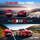 REDTIGER A4 Dash Camera Front and Rear 4k Dash Cam  Drive Recorder for WiFi GPS Car Dvr for 24H Parking Mode Black Box for Car