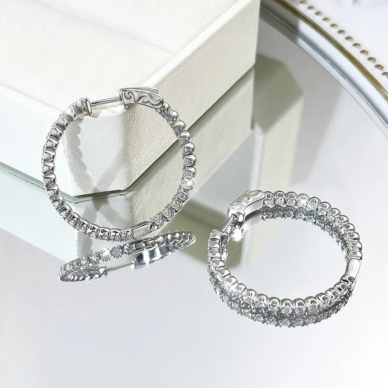 GRA Certified D Color 2mm Full Moissanite Hoop Earrings For Women S925 Silver Lab Diamond Stud Earrings Plated 18K Fine Jewelry
