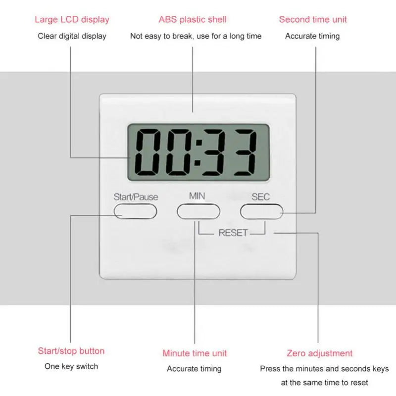 Digital Kitchen Timer Cooking Timer LCD Digital Manual Countdown Timer Mechanical Digital Kitchen Timer Magnetic Kitchen Gadget