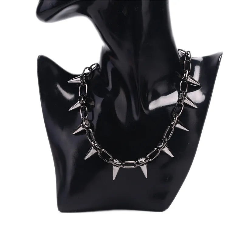 New Rivets Chokers Punk Goth Handmade CCB Material Choker Necklace  Spike Rivet Necklace Rock Gothic Chokers Boho Jewelry