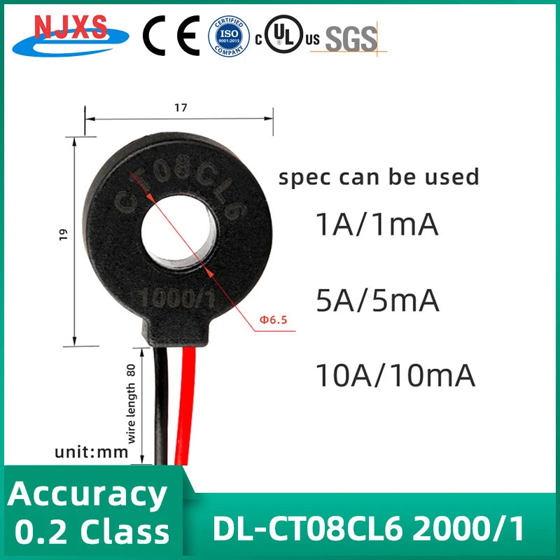 NJXS Mini Current Transformer Precision Coil CT 5A 10A 20A 30A 50A 100A 150A/ 50mA 100mA Micro Lead Wire Toroidal Transformer AC