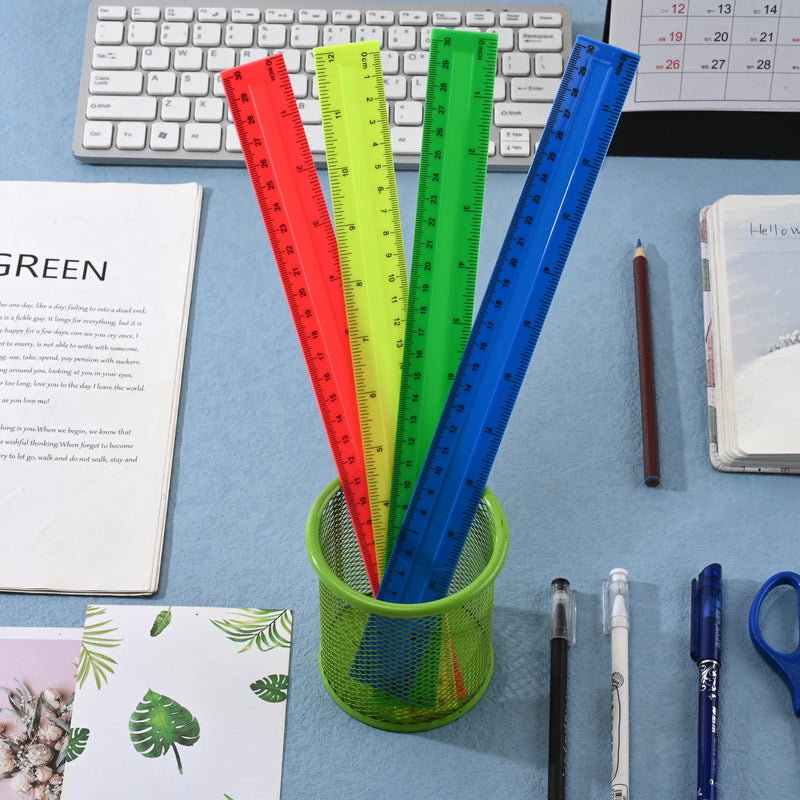 4pcs 30cm Colorful Plastic Straight Rulers Kawaii Stationery Drawing Measuring Tool School Office Supplies Kids Student Prize