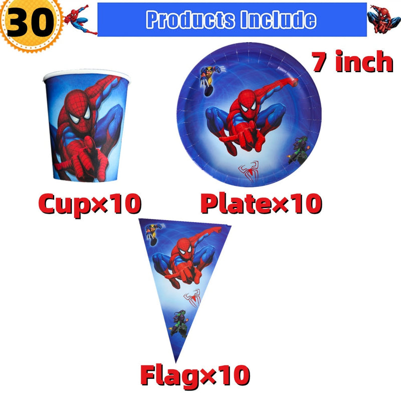 10/20 people Spiderman Theme Birthday Party Decorations Set Paper Cup 7inch Plate Superhero Baby Shower Kids Boys Party Supplies