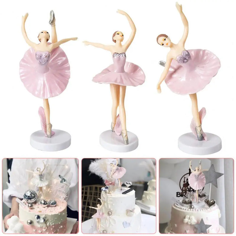 3Pcs/Set Cake Decoration Ballerina Girl Figurines with Base Plastic Dancing Ballerina Girl Figurine Cake Toppers