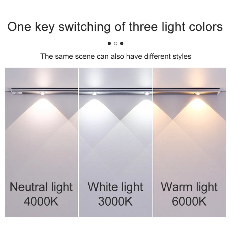 30/40/55CM Ultra thin LED Lights Cabinet Lighting PIR Motion Sensor USB Rechargeable Wireless Night lights Cabinet Kitchen lamp