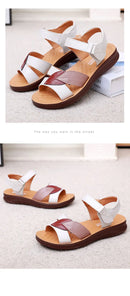 New genuine leather soft sole comfortable sandals with leaf logo Mom's shoes Women's sandals Office hiking Summer hot selling