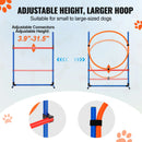 SucceBuy Hund Agility Trainingsausrüstung 4-teiliges Set mit verstellbaren hohen Hürden 6 Slalomstangen Sprungring Quadratische Pausenbox Pfeife