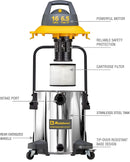 Contractor Wet/Dry Vac, 16 Gal Stainless Steel 6.5 2-Stage Quiet Motor, Stainless (Wd-16 C416Ssh)