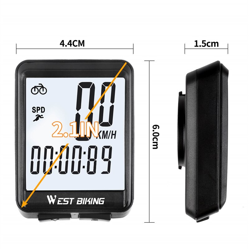 WEST BIKING Waterproof Wireless Bicycle Computer Wired LED Speedometer MTB Bike Cycling Odometer Stopwatch White Green Backlight