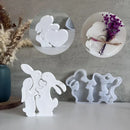 Rabbit Family Silicone Mold Bnuuy Family Concrete Plaster Casting Mould Easter Series Heart Rabbits Plaster Ornaments Molds