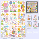 Easter Bunny Window Static Stickers Spring Flowers Living Room Window Glass Stickers Home Decorations Resurrection Day 2025