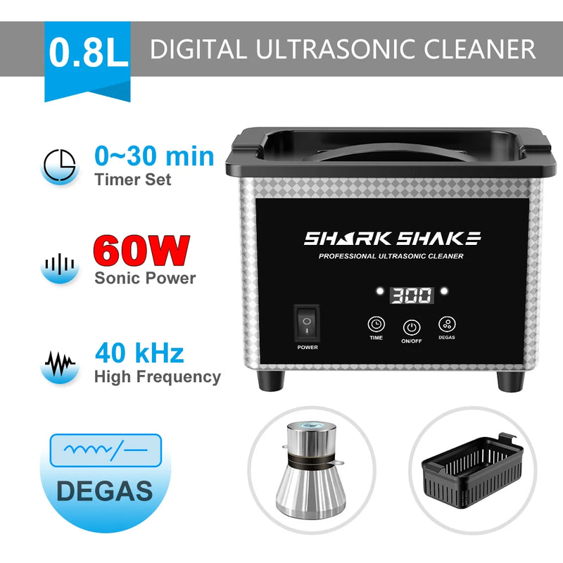 800ml Ultrasonic Cleaner Bath Timer Jewelry Brush Glasses Manicure Stones Cutters Dental Razor Parts Ultrasound Sonic