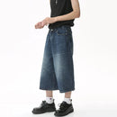 IEFB Korean Style Vintage Men's Jeans Summer Loose Male Wide Leg Knee Length Shorts 2023 New Washed Fashion Denim Trouser 9A8825