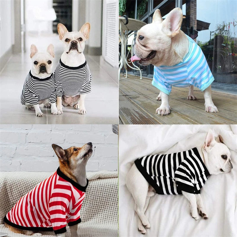 Summer Dog Shirt Vest Dog T-Shirts Soft Cool Shirts Stripe Vests Breathable Clothes for Puppy Kitty Cats Small Medium Dogs