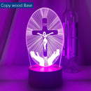 Jesus Cross 3D LED Night Light for Friends Xmas Easter Room Decor Gifts Crucifix Optical Illusion Desk Table Lamp Nightlight
