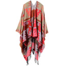 Imitation Cashmere Women Vintage Geometric Tassel Poncho Scarf Winter Warm Shawl Wrap Comfortable Female knitted Thick Blanket