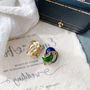 Fashion French Vintage Geometrical Clip on Earrings Retro Blue Enamel Round Ear Clip Earrings for Women Non Pierced Brincos