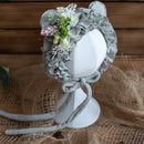Newborn Wool Felt Fox Flower Bonnet Newborn Photography Props Baby Animal Floral Garden Hat Photo Shoot