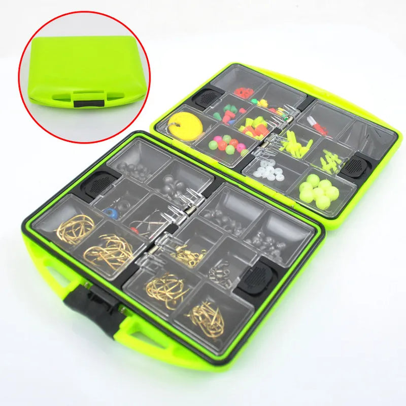 184pcs Outdoor Fishing Tool Set Box Fishing Beads Lure Bait Jig Hook Swivels Tackle With 24 Compartments Fishing Accessories Box