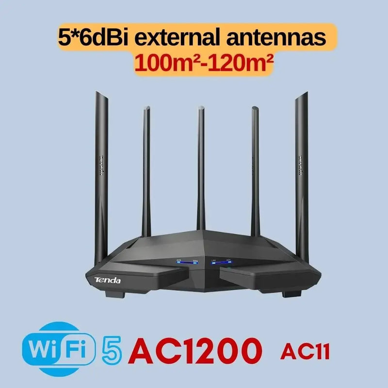 Tenda AC11 AC1200 WIFI Router Gigabit Wireless Router 2.4G 5GHz Dual Band MU MIMO 5 Antennas Beamforming Signal Amplifier