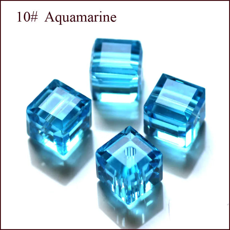 StreBelle AAA 50pcs/Lot Cube Loose Spacer Bead Jewelry Making Mix Colors 8x8mm Crystal Glass Beads Facet Square Shape