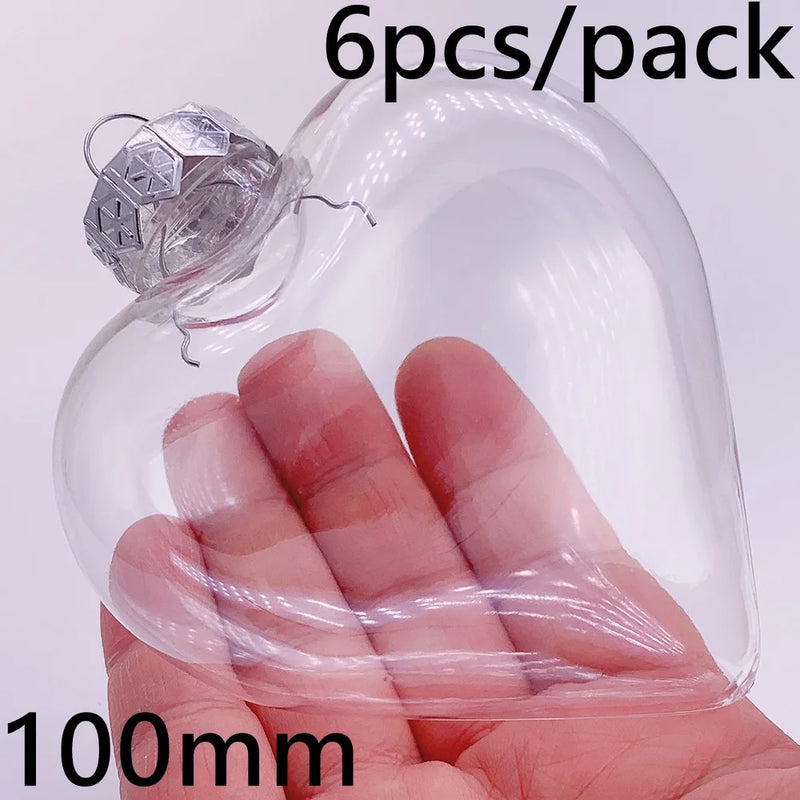 6 Pieces x DIY Shatterproof Transparent Home Christmas Decoration Bauble Ornament 80mm Plastic Window Opening Ball