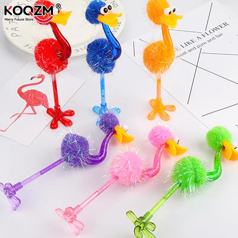 1pc Kawaii Cartoon Ostrich Shape Ballpoint Pen Blue Ink Creative Feather Pens For Student Office Writing Stationery Supplies