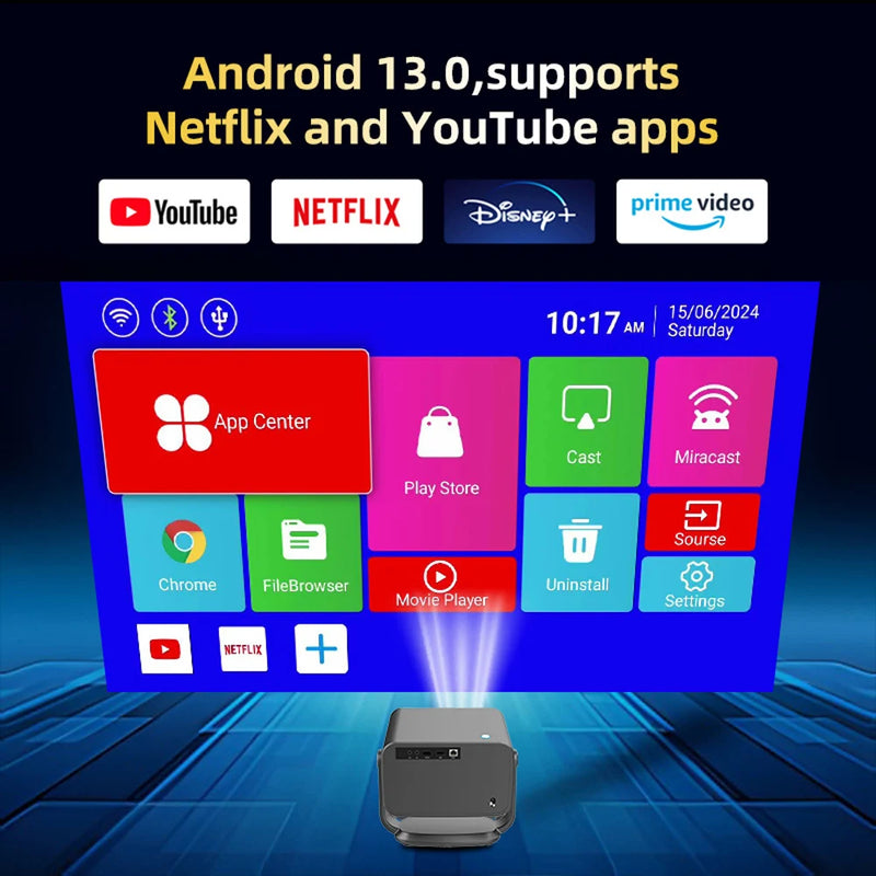 WZATCO P20 PLUS Android 13.0 Smart WiFi 6G 4K Full HD 1080P LCD LED Projector Auto Focus Video Home theater Proyectors with RJ45