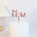 Best Mom Mother's Day Party Cake Topper Pink Red Love You Mum Acrylic Cake Topper for Mommy Birthday Party Cake Decorations Gift