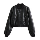 Aero-Chic Sculpted Faux Leather Pilot Jacket