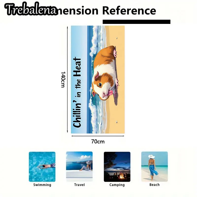 30*60inch Ultra-Soft Beach Towel with Beach Fun Guinea Pig Chillin in The Heat Towel