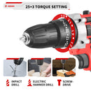 ONEVAN 500W Electric Impact Drill Set Hammer 38N.M Drill Cordless Screwdriver Woodworking Power Tools For Makita Battery Pin