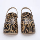 Leopard Thick Bottom Clogs for Women Closed Toe Chunky Platform Sandals Woman Summer 2023 Super High Wedge Heel Slippers Female