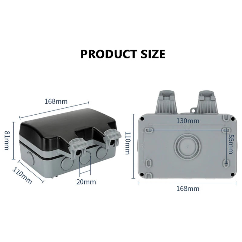 International Universal IP66 USB Wall Outdoor Waterproof Switch Socket,UK EU DE Korea Rain Proof Charging Outlet Waterproof Box