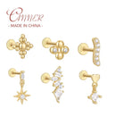 CANNER Trend 925 Sterling Silver Tassel Chains Star Zircon Flat Piercing Stud Earring For Women Girls Ear Bone Fine Jewelry Gift