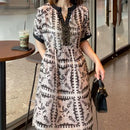 Elegant Fashion Rivet Casual Printing Diamonds Diamonds Pullovers 2024 New Summer Short Sleeve Loose Temperament Shirt T-Shirt