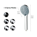 Zloog ABS 5 Modes Adjustable Shower Head Handheld Rainfall Sprinkle High Pressure Shower Nozzle Bathroom Accessories