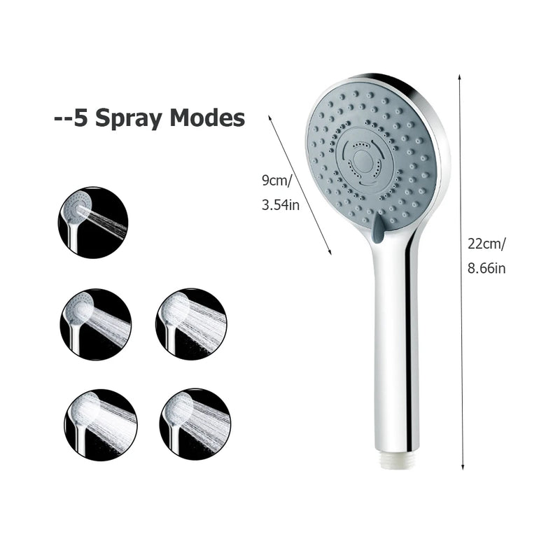 Zloog ABS 5 Modes Adjustable Shower Head Handheld Rainfall Sprinkle High Pressure Shower Nozzle Bathroom Accessories