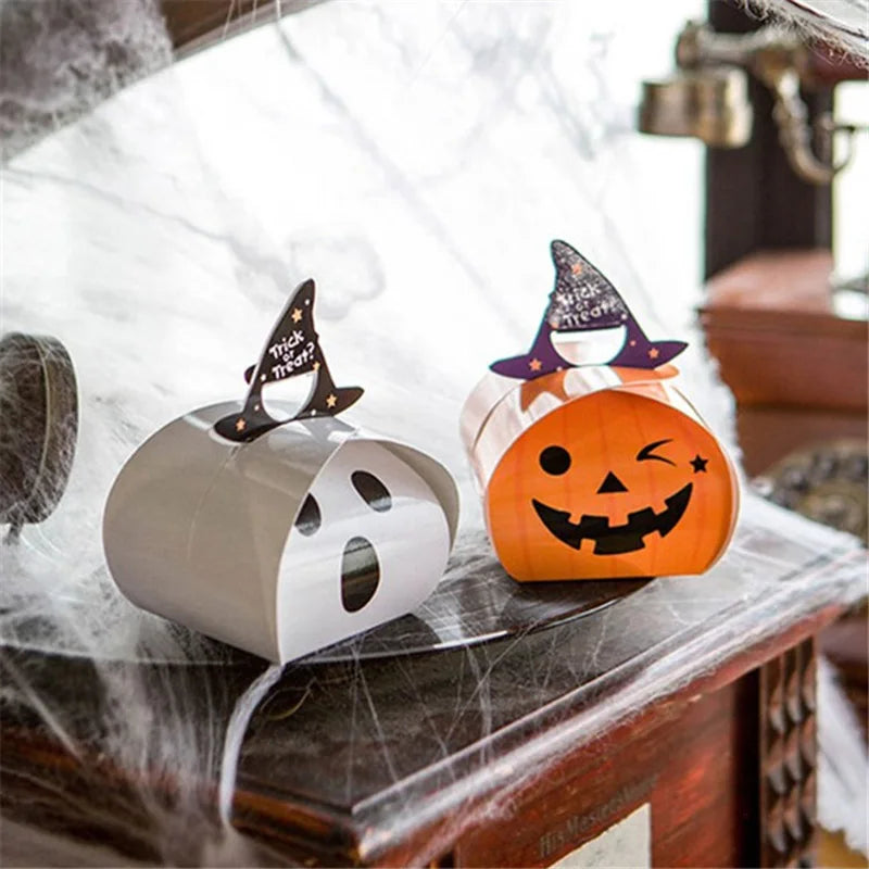 Halloween Candy Box Trick or Treat Pumpkin ghost Cookies Goodie Boxes Kids favors Gift Box Halloween Party Decoration Pack bags