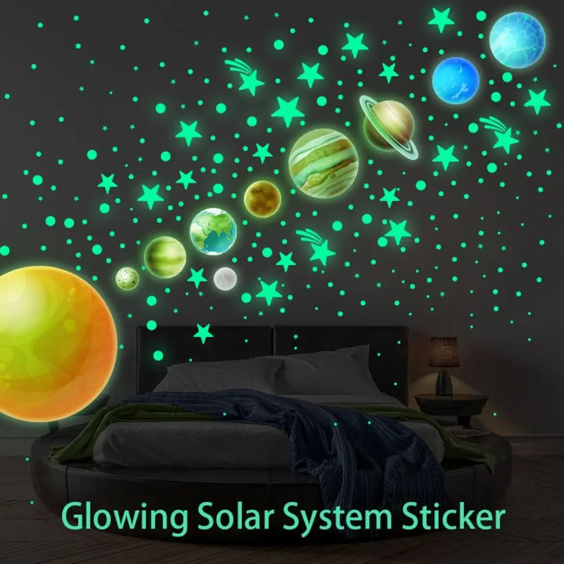 Luminous Stars Wall Stickers DIY Glow in The Dark PVC Planet Wall Decals Ceiling Stars Planets Stickers Home Decoration