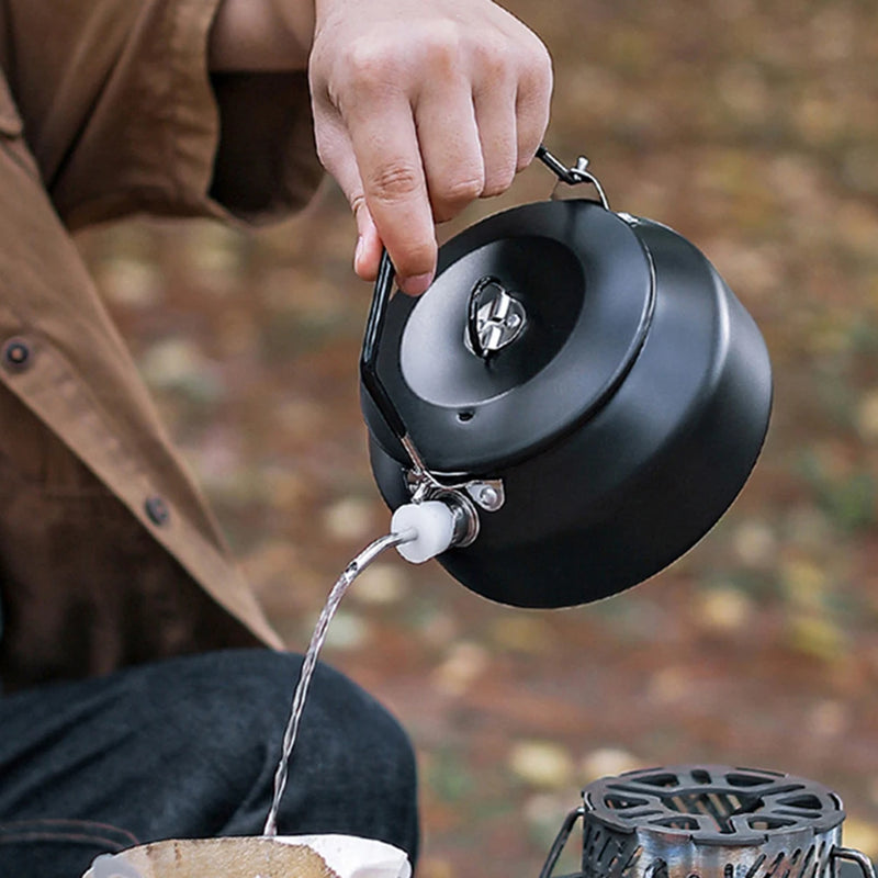 1L Portable Whistling Teapot with Handle Boiling Stovetop Kettles 304 Stainless Steel for Outdoor Travel Camping Cooking