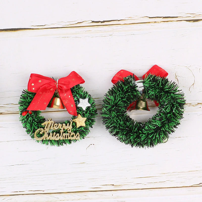 1PCS 1:12 1:6 Dollhouse Miniature Christmas Garland Wreath Model For Doll House Christmas Decor Toy for Home New Year