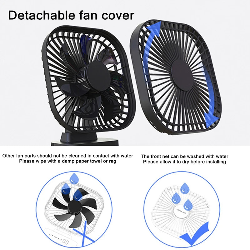 90° Folding Fan 5000mAh Battery USB Timing Desktop Cooling Fan Home Air Circulators Magnet Absorption Silent 3-speed Strong Wind