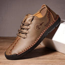 Men Leather Shoes Flat Lace Up Casual Shoes Business Social Loafers Moccasin Summer Walking Breathable Casuals for Men Plus Size
